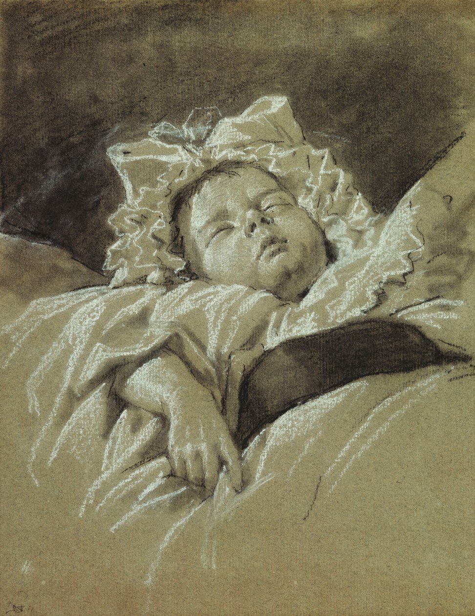 Głowa śpiącego dziecka, autorstwa Jean Michel the Younger Moreau