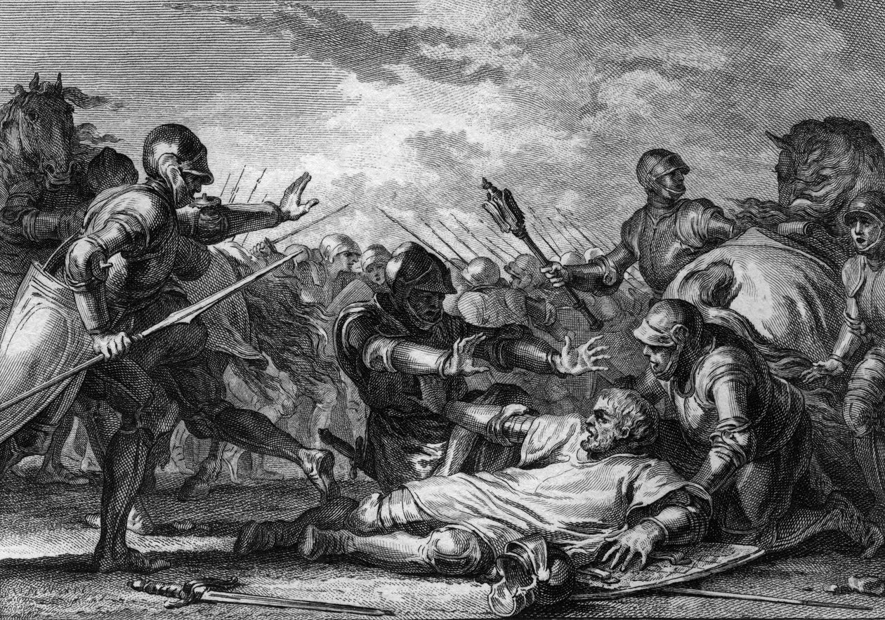 Powstanie Roberta Courteheuse („Courtecuisse”) (1027-1087) przeciwko jego ojcu, Wilhelmowi Zdobywcy (1027-1087), księciu Normandii autorstwa Jean Michel the Younger Moreau