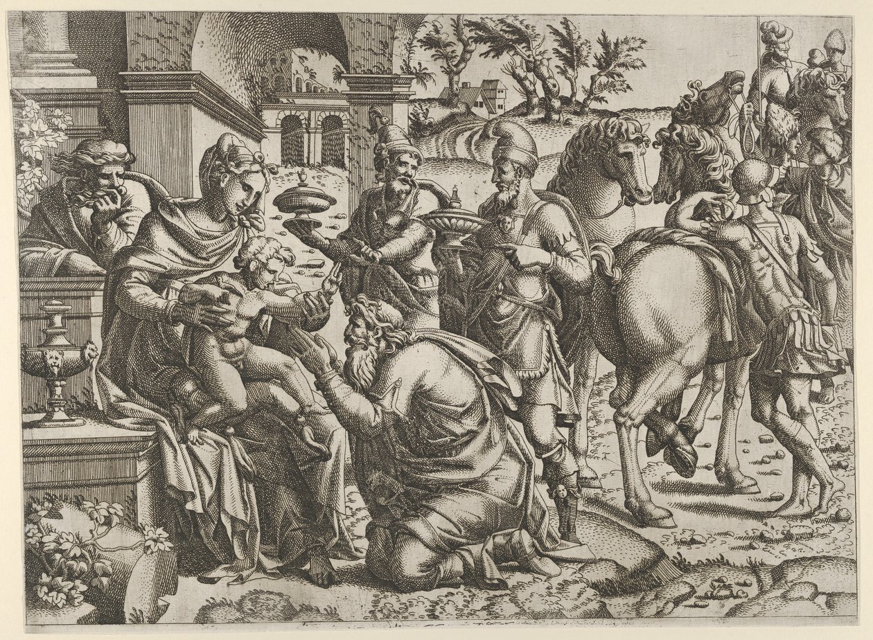 Adoracja Trzech Króli, ca. 1545. autorstwa Jean Mignon
