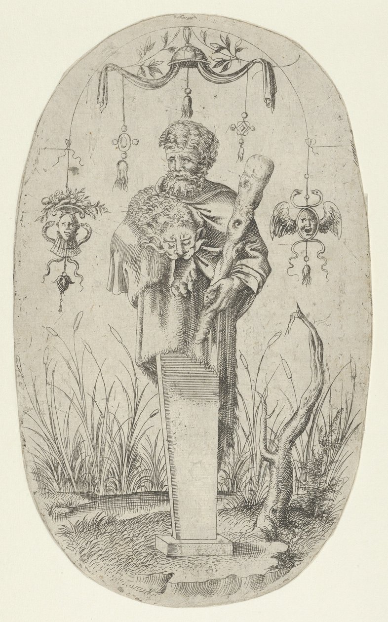 Herkules ze swoją maczugą, 1535-55. autorstwa Jean Mignon