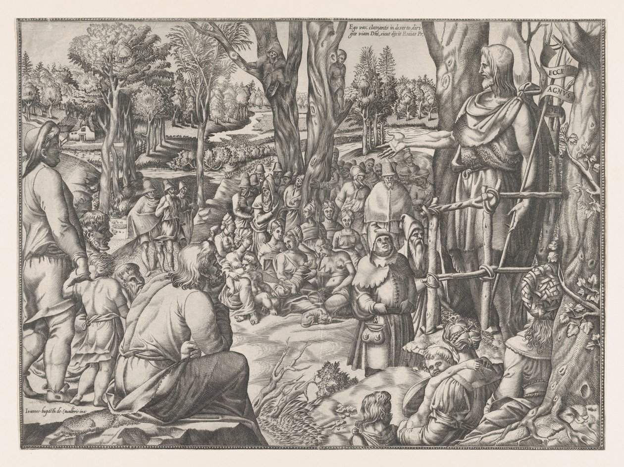 Głoszenie św. Jana na pustyni, 1535-55. autorstwa Jean Mignon