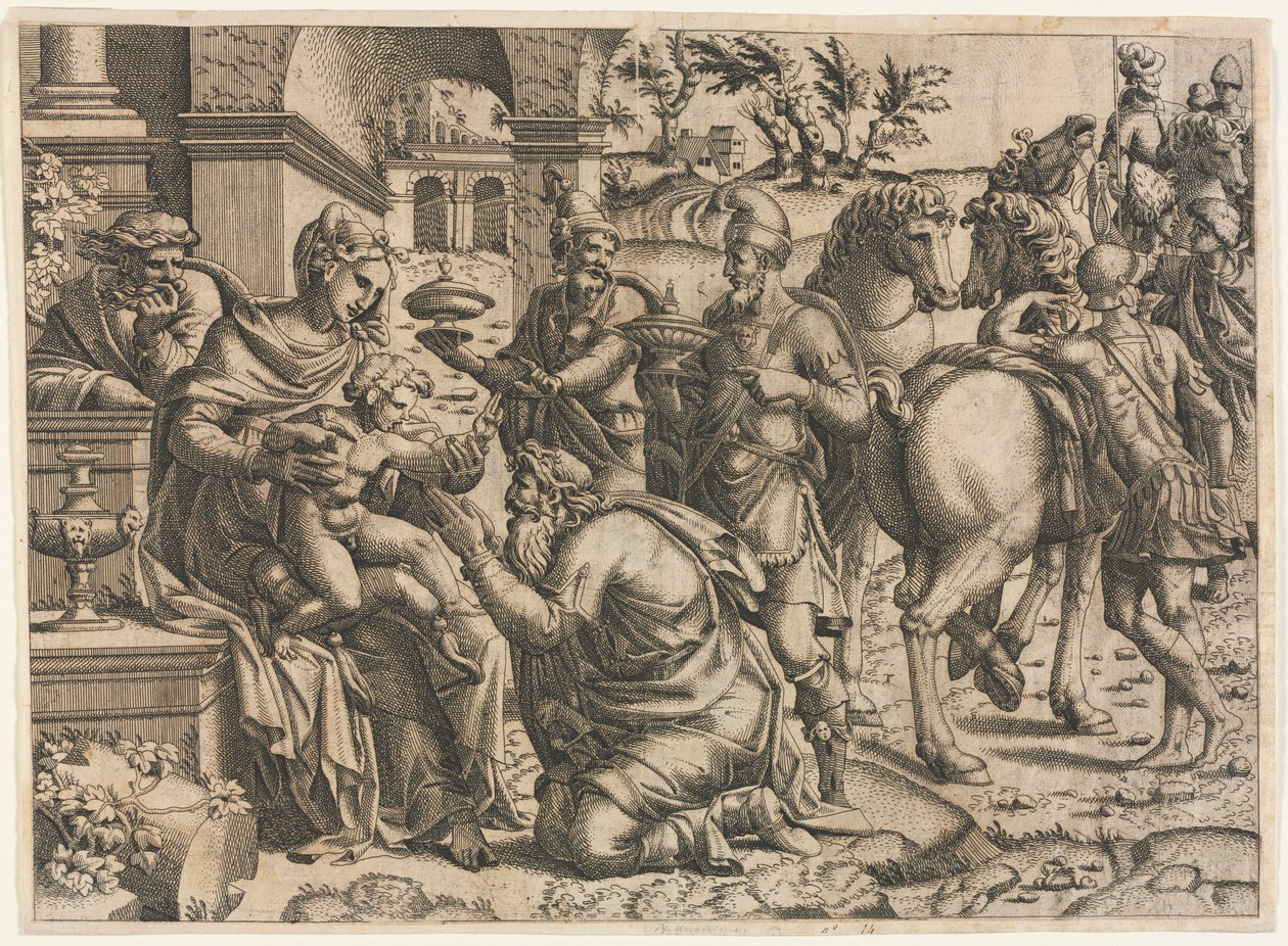 Adoracja Trzech Króli, c. 1545. autorstwa Jean Mignon