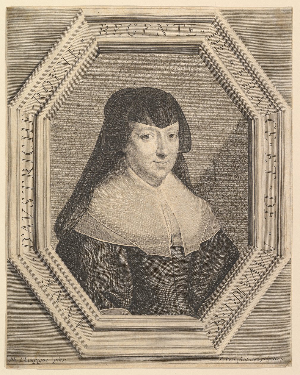 Anna Austriaczka, królowa Francji, w sukni żałobnej. autorstwa Jean Morin