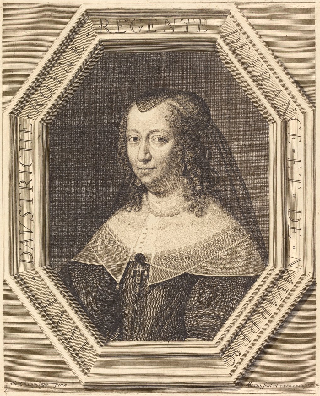 Anna Austriaczka autorstwa Jean Morin after Philippe de Champaigne
