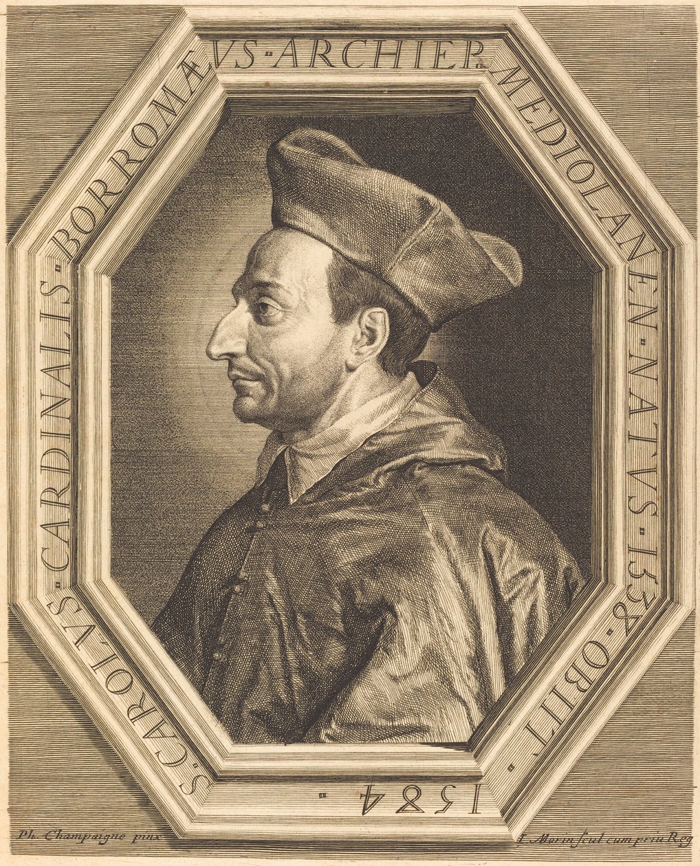 Święty Karol, kardynał Boromeusz autorstwa Jean Morin after Philippe de Champaigne
