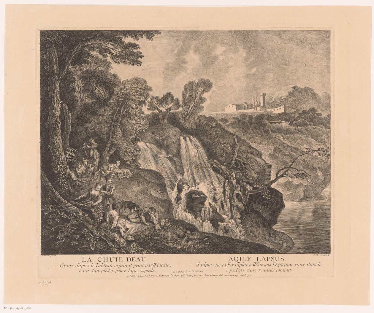 Rustende figuren bij een waterval Wodospad - Aquae Lapsus (tytuł na obiekcie) Praca Antoine Watteau (tytuł serii) Dzieło Antoine