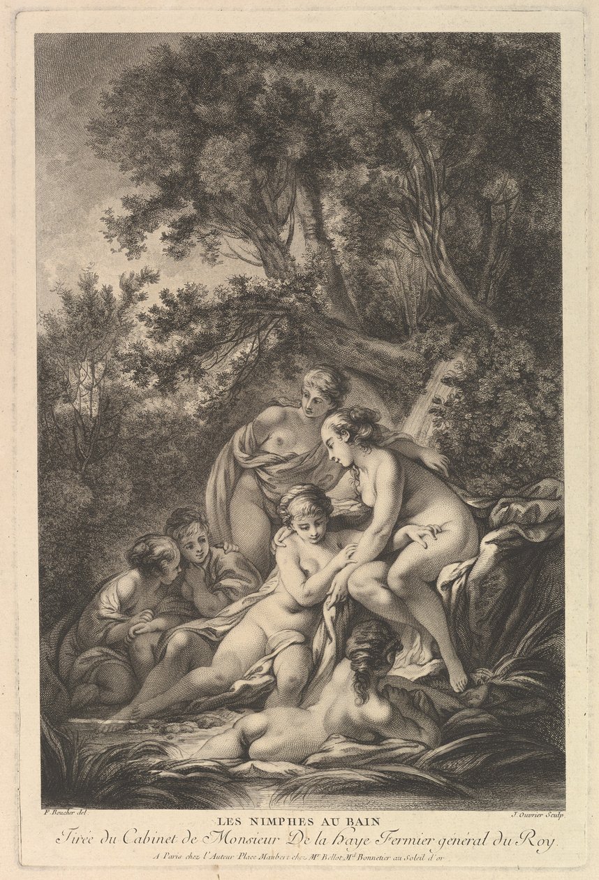 Les Nimphes au Bain Nimfy w łaźni, XVIII wiek. autorstwa Jean Ouvrier