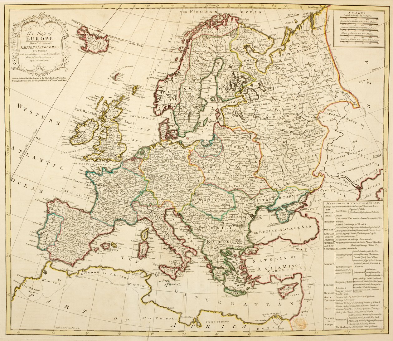 Mapa Europy, podzielona na imperia i królestwa, autorstwa J. Palaireta z kilkoma ulepszeniami i dodatkami od D