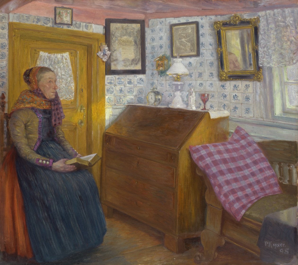 Wnętrze domu wiejskiego w niedzielę, 1895 autorstwa Jean Paul Kayser