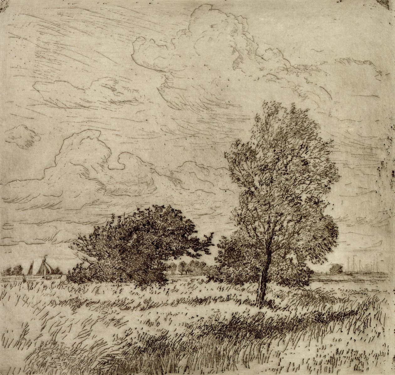 Letni wiatr, 1904-06 (sucha igła) autorstwa Jean Paul Kayser