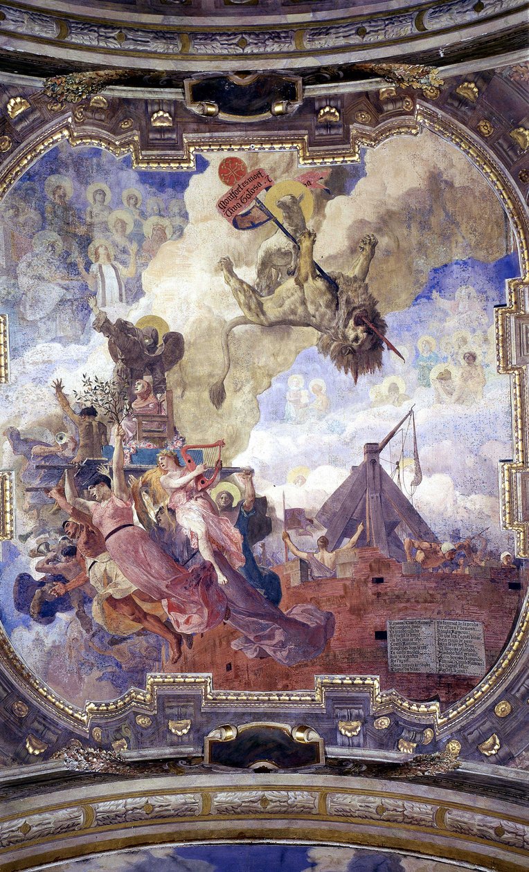 Sufit ratusza w Tuluzie: Alegoria śmierci Simona de Montfort autorstwa Jean Paul Laurens autorstwa Jean Paul Laurens