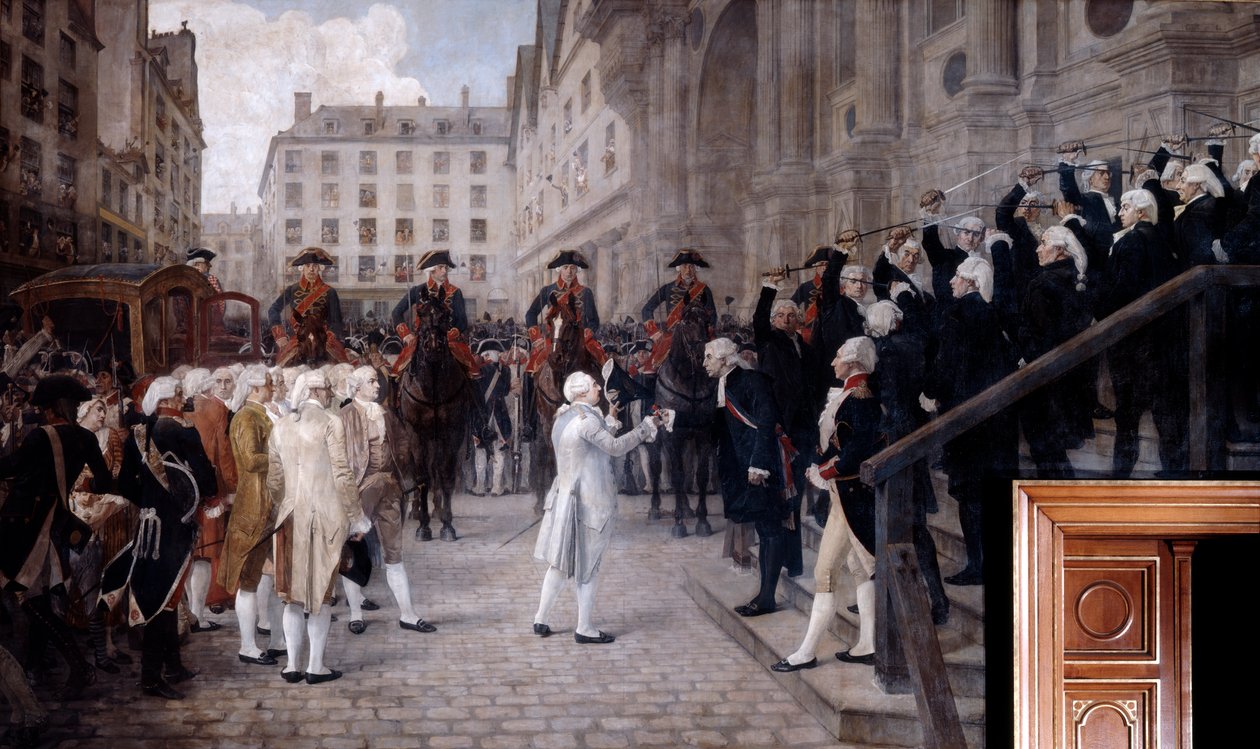 Ludwik XVI przyjęty przez nowego burmistrza Paryża, 17 lipca 1789, XIX i XX w. autorstwa Jean Paul Laurens