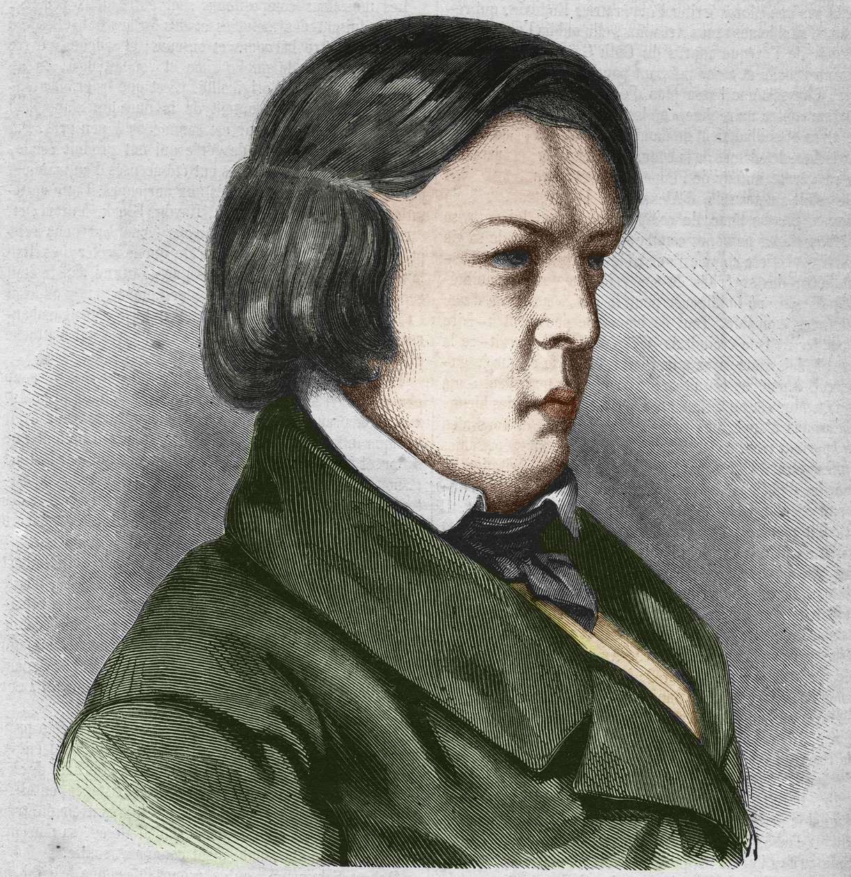 Robert Schumann Niemiecki kompozytor. Rysunek J.B. Laurensa. autorstwa Jean Paul Laurens