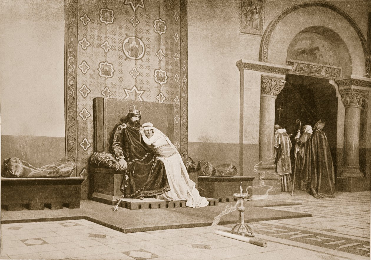Ekskomunika Roberta Pobożnego, ilustracja z „Historia narodów Hutchinsona” autorstwa Jean Paul Laurens