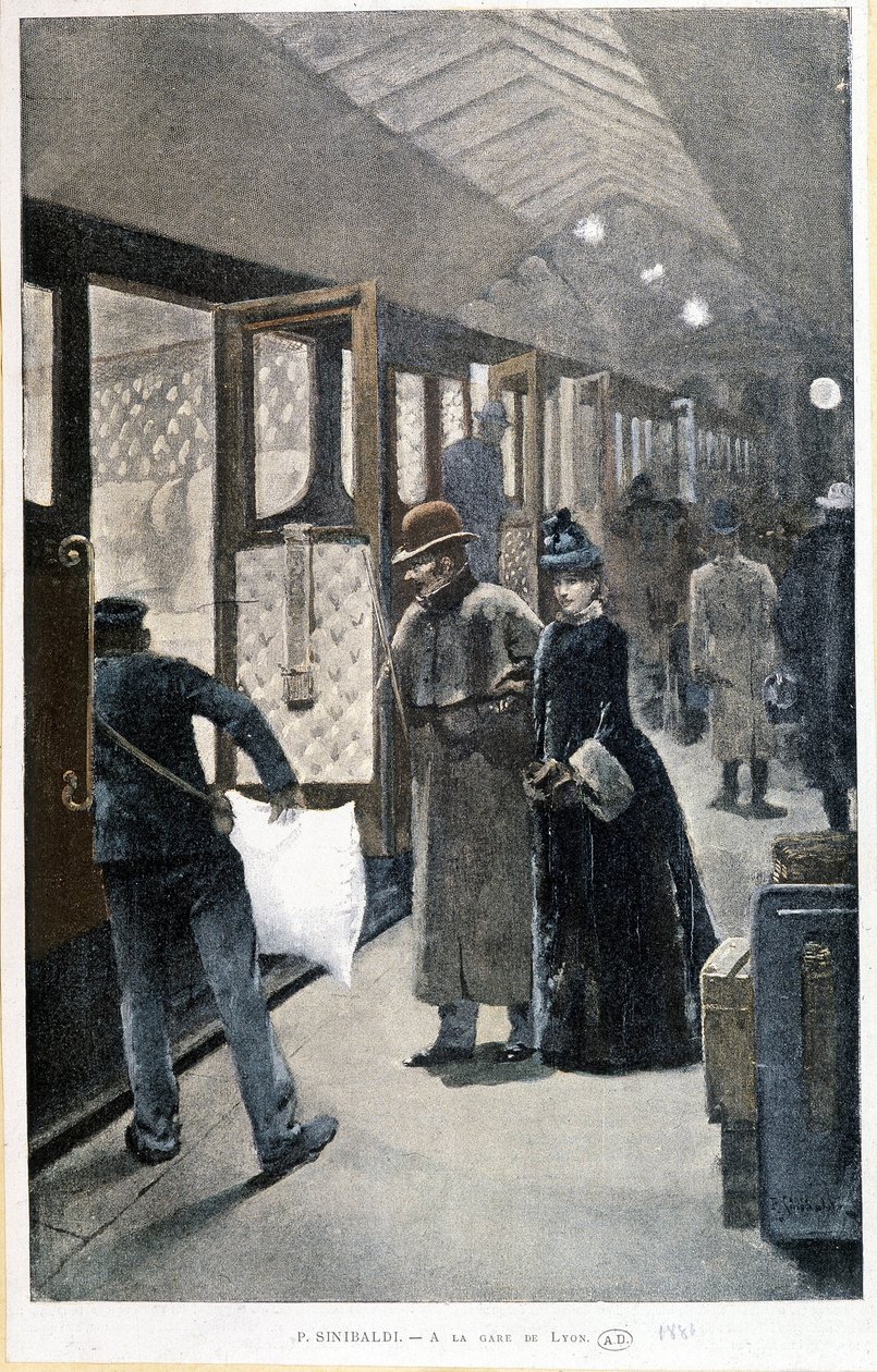 Wyjazd na nocny pociąg na Gare de Lyon - rysunek Sinibaldi autorstwa Jean Paul Sinibaldi