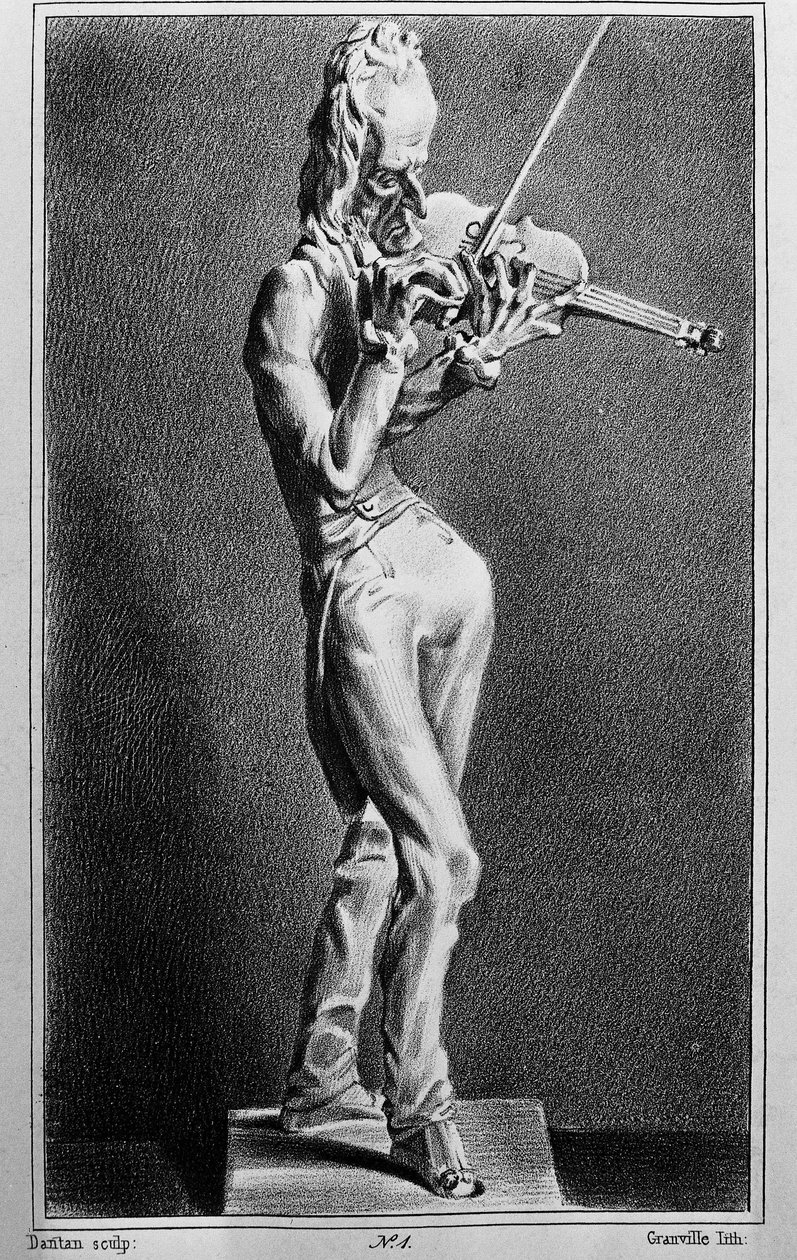 Niccolo Paganini (1782-1840), włoski skrzypek i kompozytor. Karykatura po rzeźbie Jeana Pierre