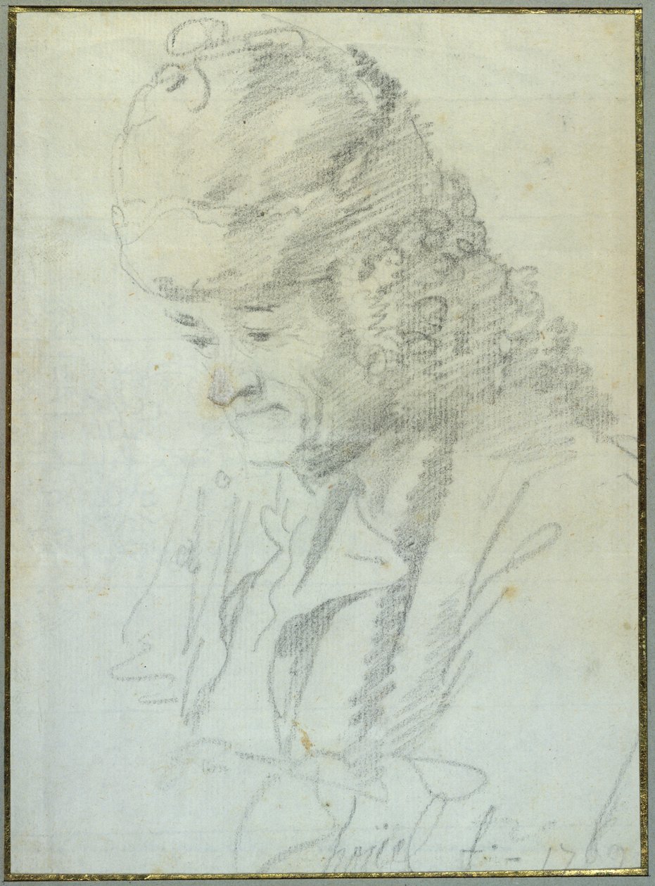 Wolter (1694-1778) na starość, 1769 (kredka na papierze) autorstwa Jean Pierre Houel