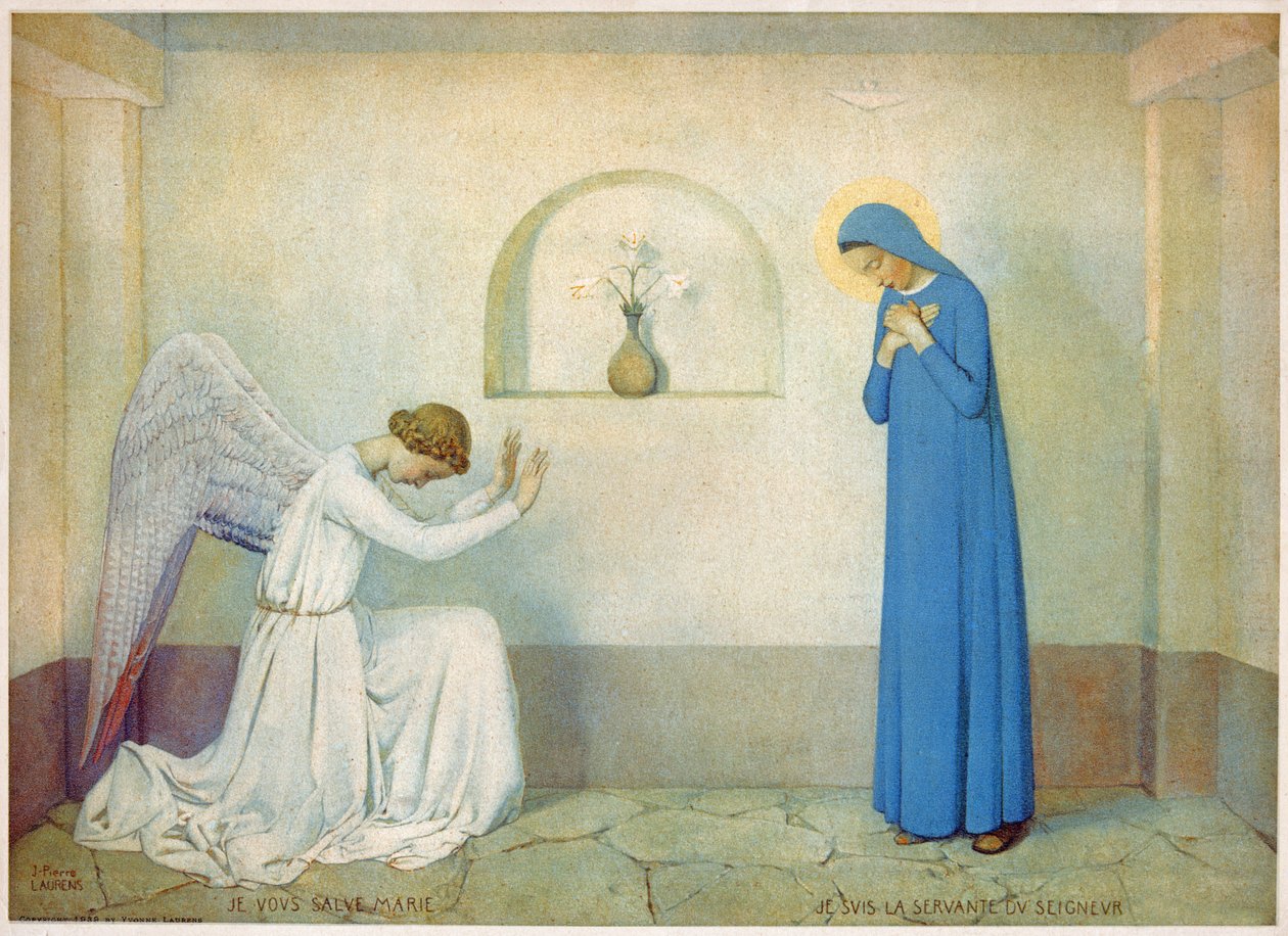 Zwiastowanie Dziewicy. (grafika, ok. 1920) autorstwa Jean Pierre Laurens