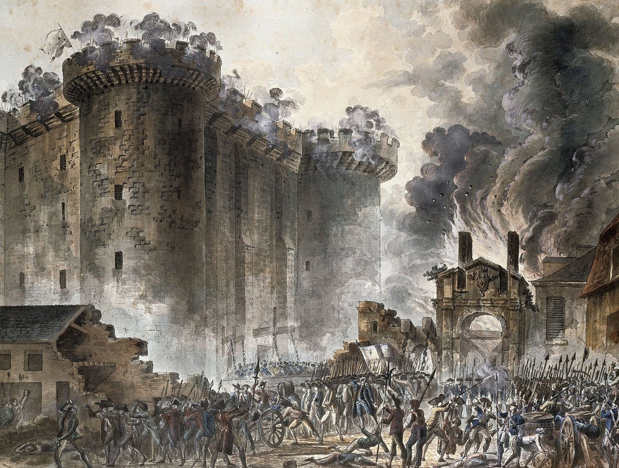 Szturm na Bastylię 14 lipca 1789 r. 1789 autorstwa Jean Pierre Laurent Houel