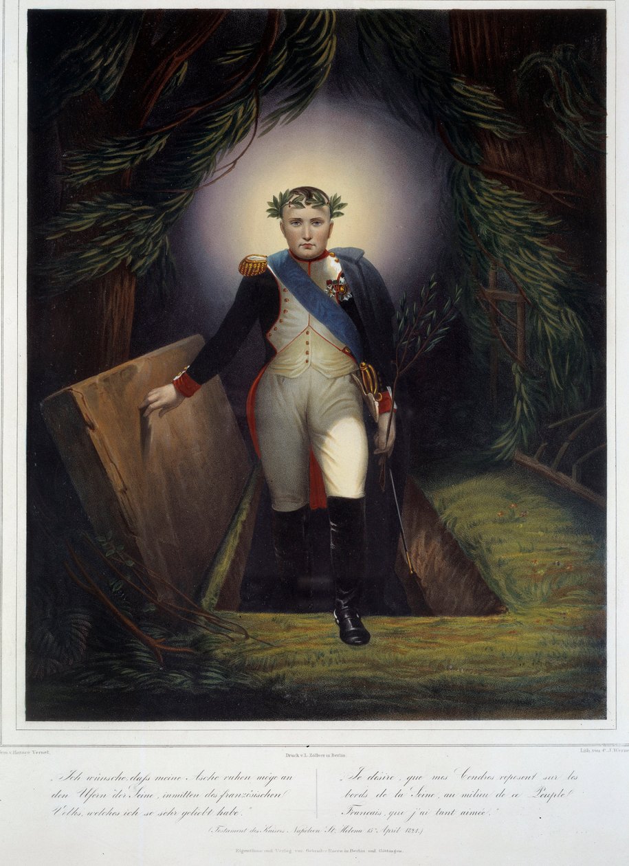 Portret u stóp Napoleona I (1769 - 1821) z jego grobowca. Jean Jacques Werner (1791-1849) i Jean Pierre Marie Jazet (1788-1871) autorstwa Jean Pierre Marie Jazet