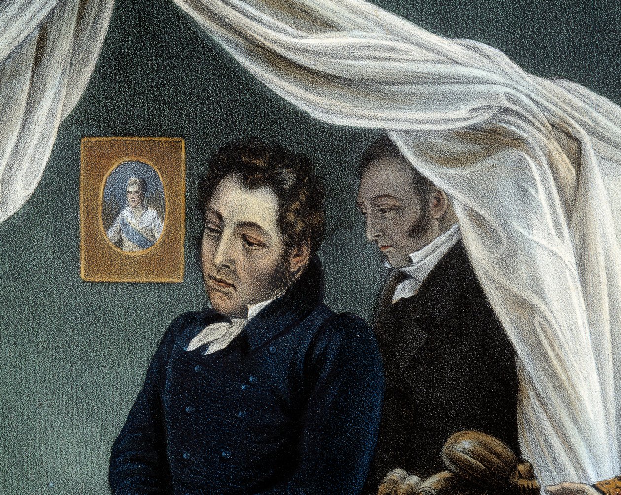 Śmierć Napoleona, 5.05.1821 w Sainte Helene Szczegół przedstawiający Louisa Etienne Saint Denisa znanego jako „Mameluck Ali” (1788-1856). Litografia Jean Pierre Marie Jazet (1788-1871) na podstawie obrazu Charlesa Auguste Steubena (1788-1856) Malmaiso autorstwa Jean Pierre Marie Jazet