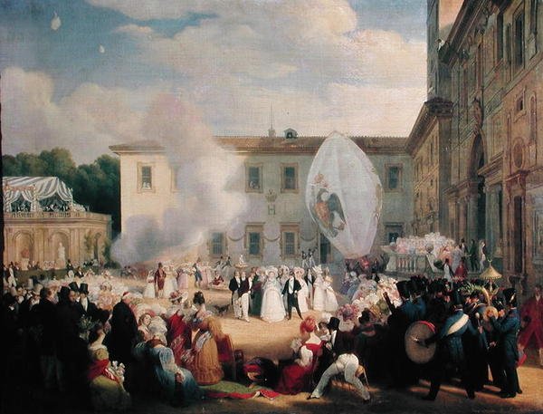 Francois Rene (1768-1848) Vicomte de Chateaubriand, Przyjęcie Wielkiej Księżnej Eleny Rosji (1807-73) w ogrodach Villa Medici, 29 kwietnia 1829, 1830 autorstwa Jean Pierre Norblin de La Gourdaine