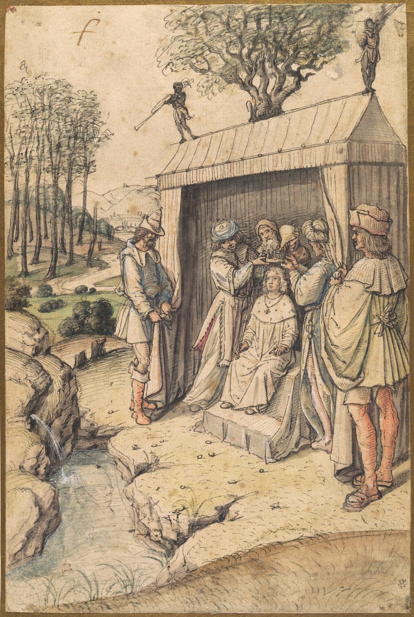 Koronacja Salomona wiosną Gihon autorstwa Jean Poyet