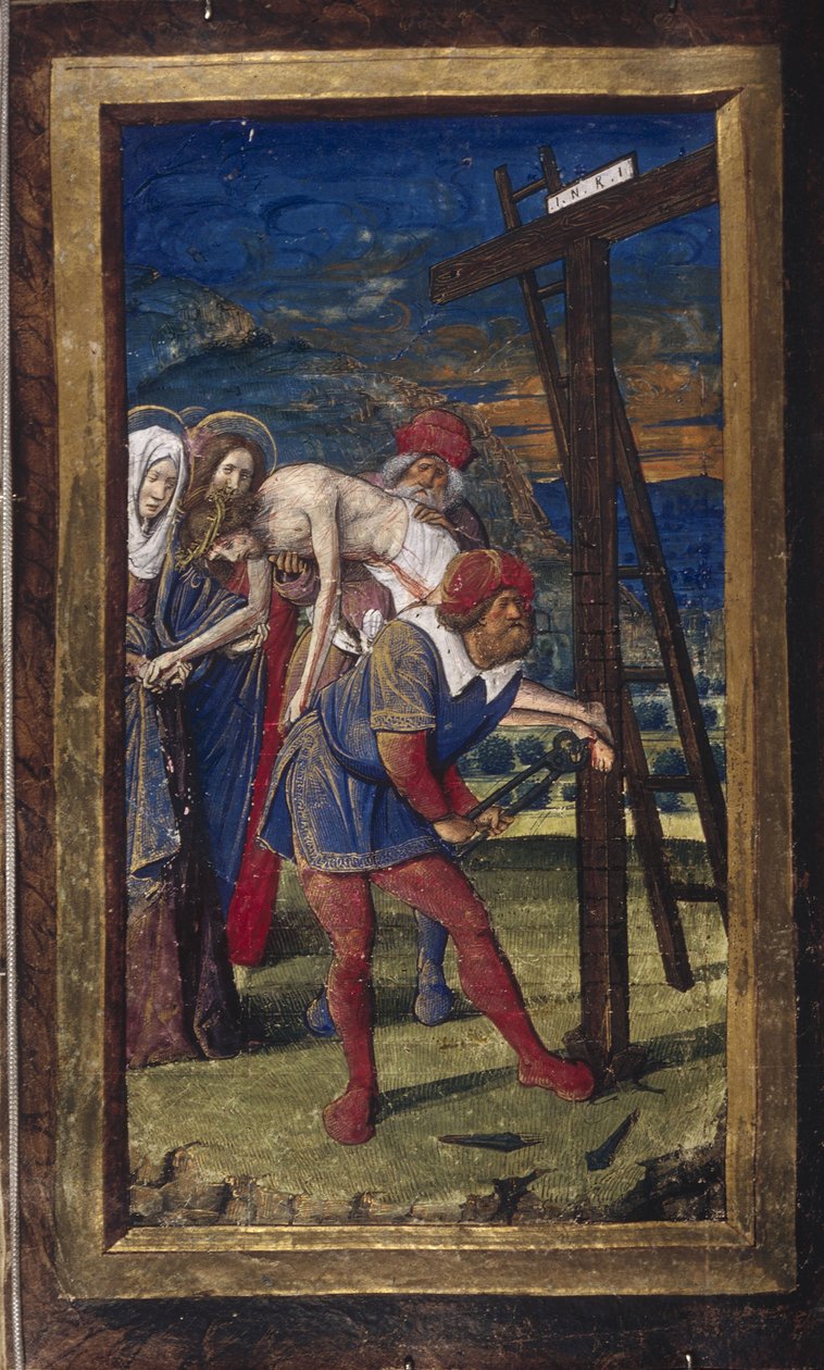 Zdjęcie z krzyża z Lettres bâtardes, ok. 1490-1510 autorstwa Jean Poyet