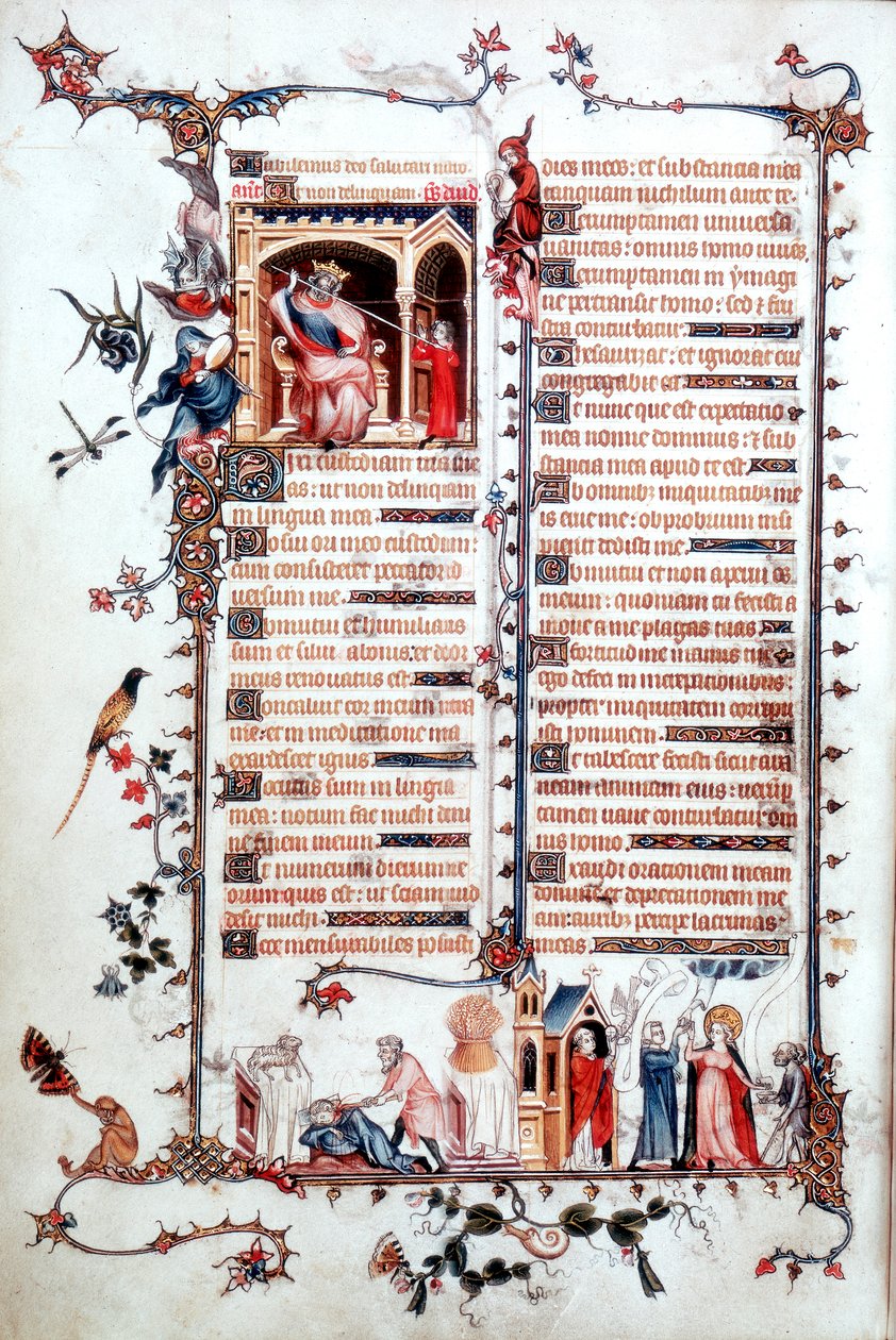 Strona z Brewiarza Belleville 1323-1326 autorstwa Jean Pucelle