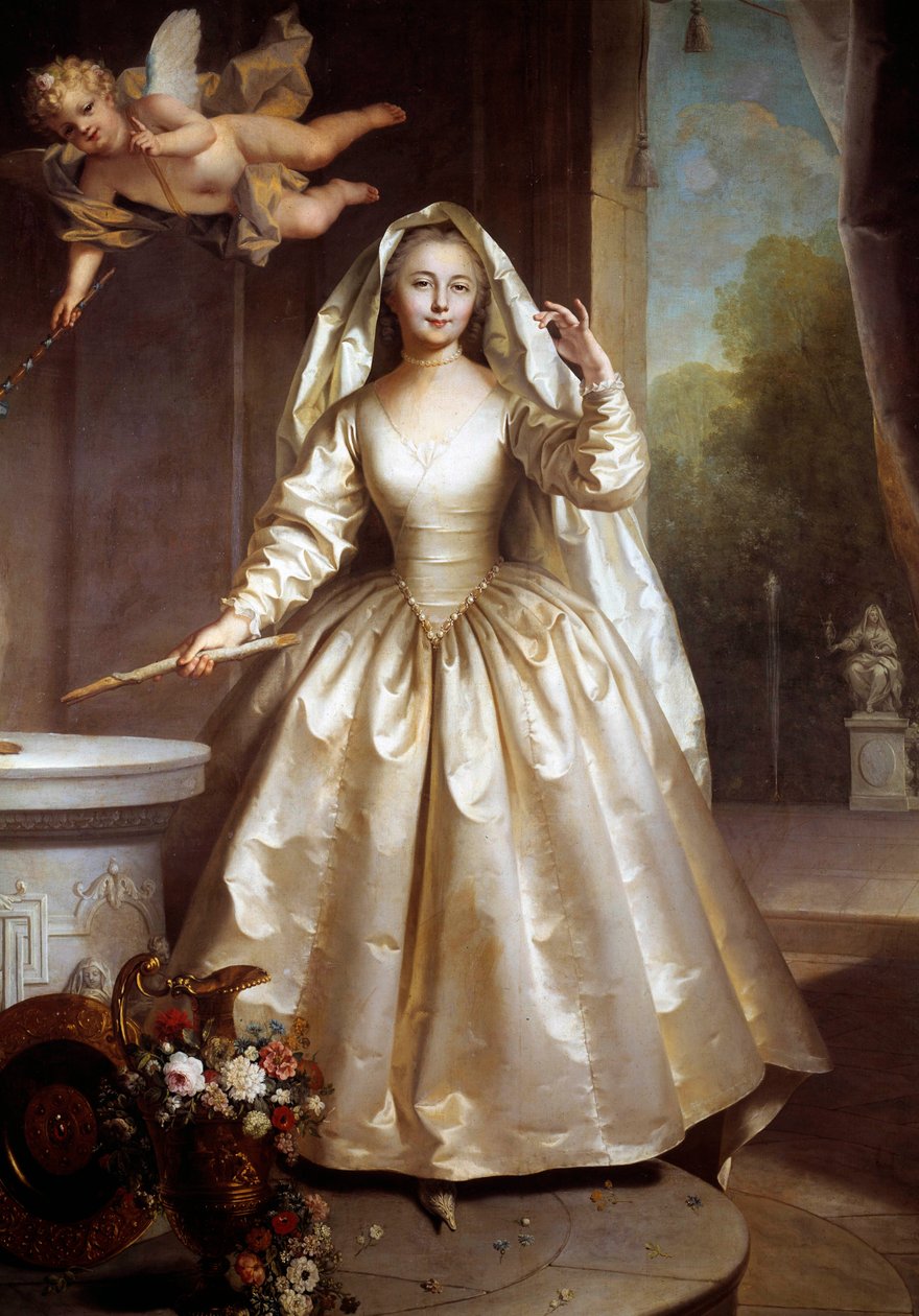 Pełnowymiarowy portret Marie Francoise Perdrigeon, Madame Boucher (1716-1734) jako westalka Obraz Jeana Raoux (1677-1734) 1733 Nd. 2,61x1,97 m Dijon, Muzeum Sztuk Pięknych autorstwa Jean Raoux