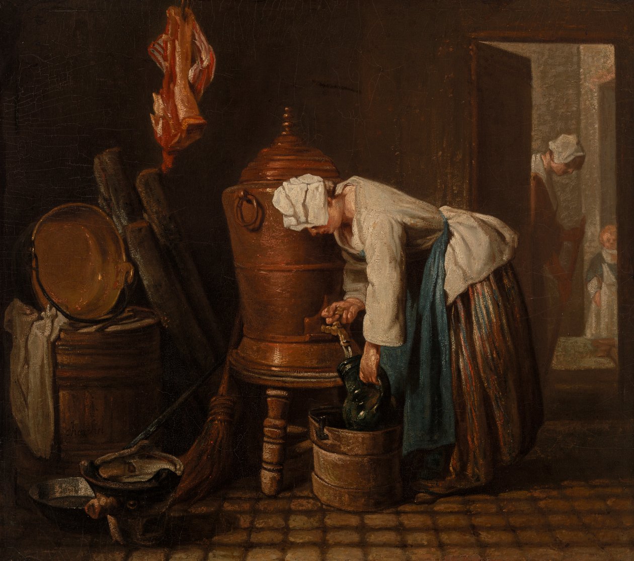 Kobieta czerpiąca wodę z urny na wodę (urna na wodę) autorstwa Jean Baptiste Simeon Chardin