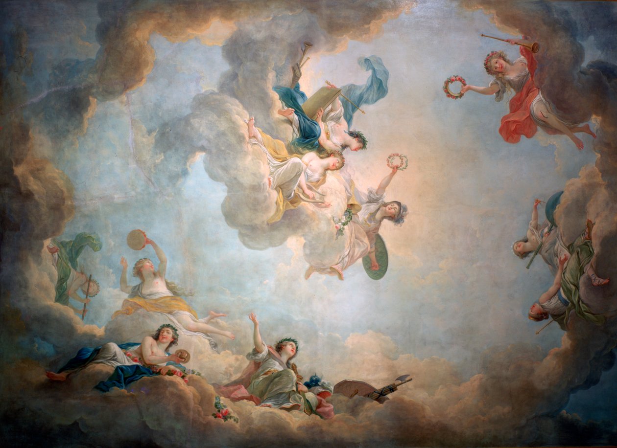 Sufit sali zabaw Marii Antoniny, Chateau de Fontainebleau, c1763-1811. autorstwa Jean Simon Berthelemy