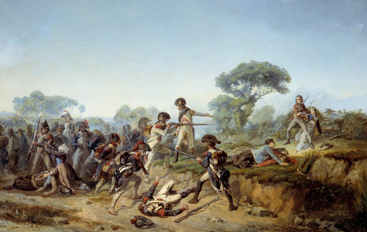 Wojna vendee rycerz Charles de bois-hardy (drewno hardy, boishardy) chcący ocalić swoją kochankę (1795). Obraz Jeana Soreuila (1824-1871) autorstwa Jean Soreuil