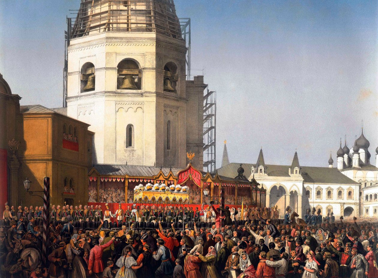 Procesja po koronacji cara Rosji Aleksandra II, Moskwa, 1856. autorstwa Jean Sorieul