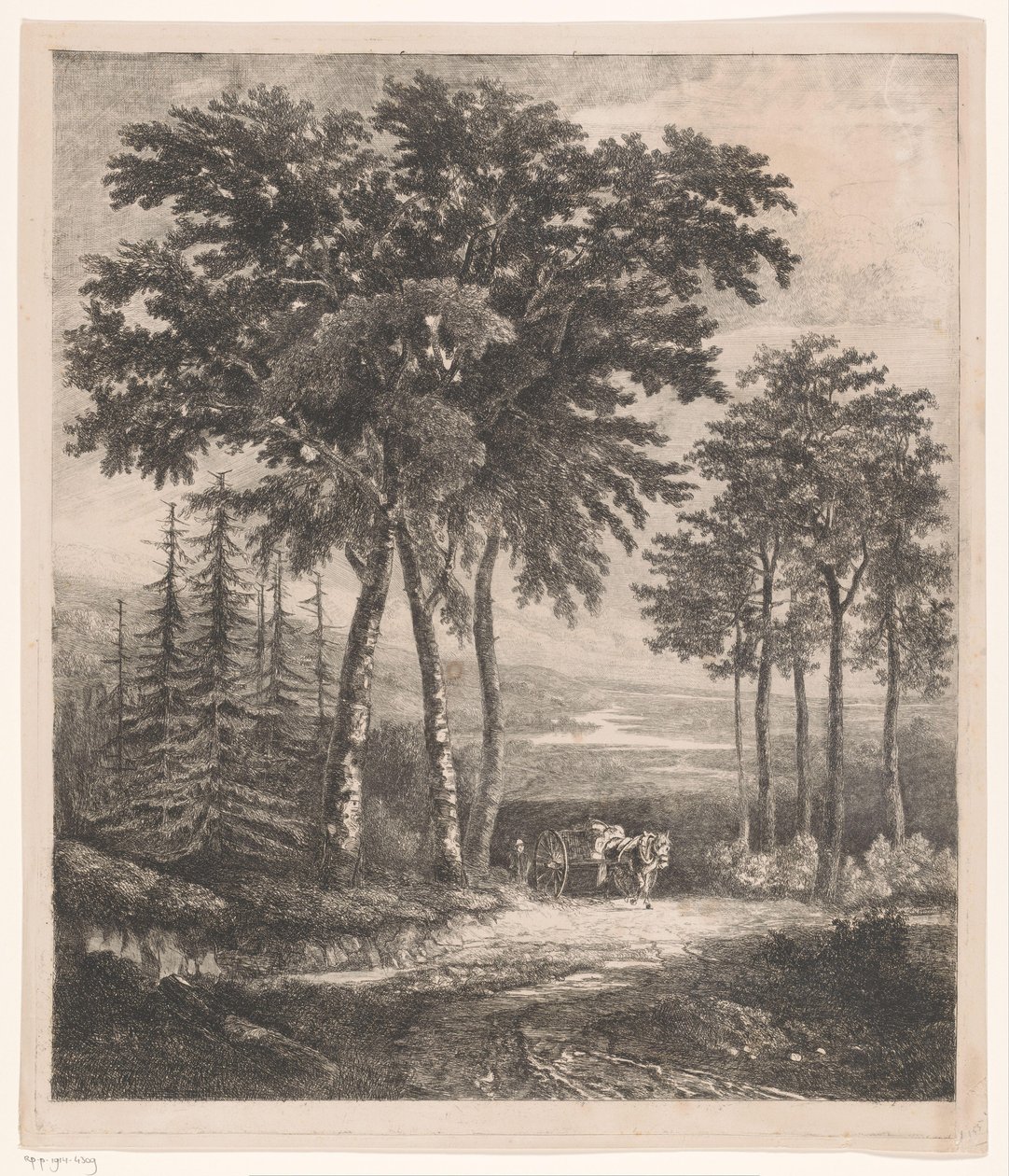Krajobraz z wozem konnym autorstwa Jean Théodore Joseph Linnig