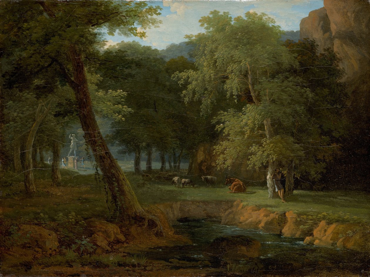 Scena leśna z nimfami i hermą autorstwa Jean Victor Bertin