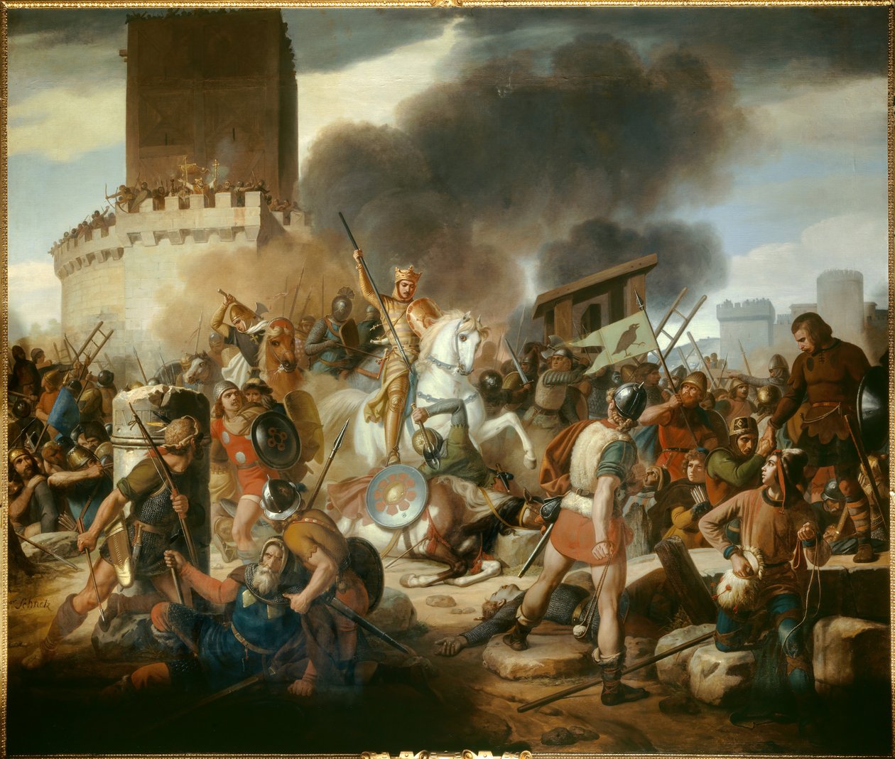 Hrabia Eudes (Odon) (860 - 898) broni Paryża przed Normanami w 886, obraz Victora Schnetza (1787-1870) autorstwa Jean Victor Schnetz