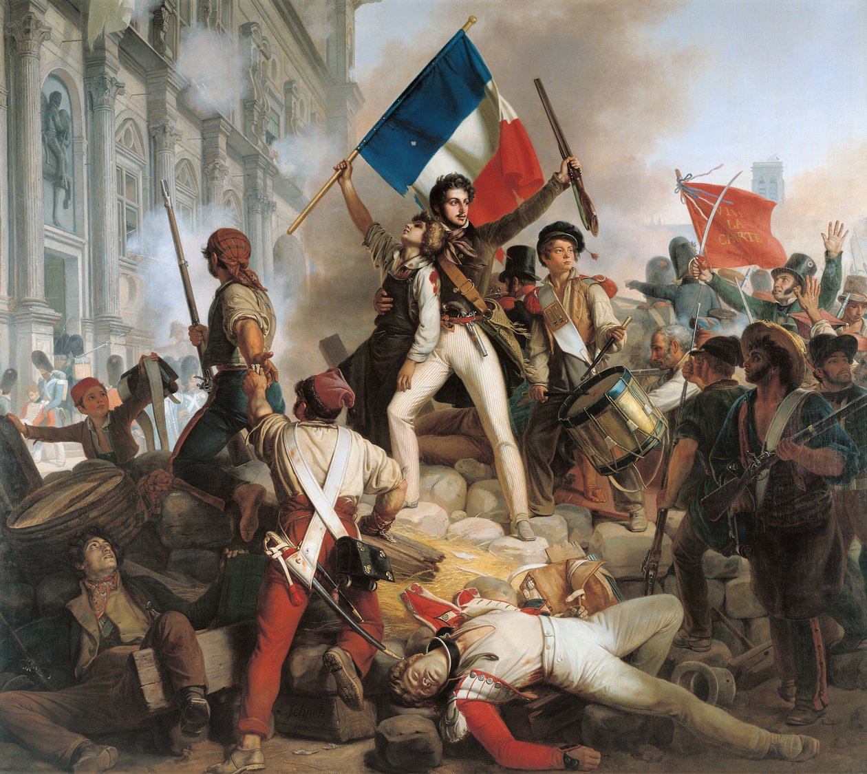 Walka w Hotel de Ville, 28 lipca 1830, 1833 autorstwa Jean Victor Schnetz