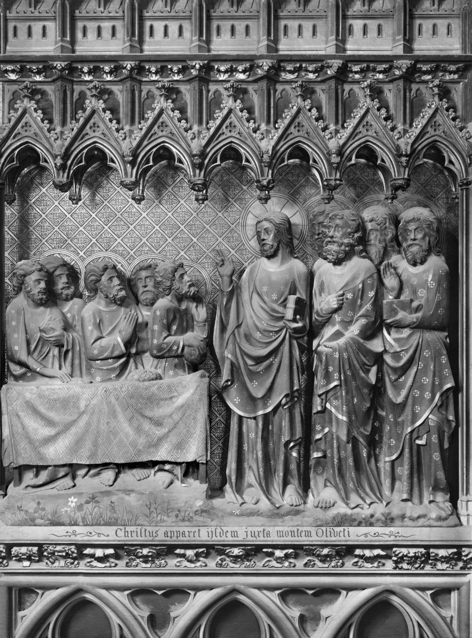 Katedra, wnętrze, parawan chóru, Jezus Chrystus ukazujący się na Górze Oliwnej, ok. 1340-51 (kamień polichromowany) autorstwa Jean and Jean Le Boutellier Ravy