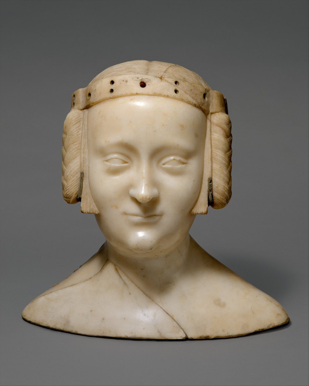 Popiersie nagrobne Marie de France, ok. 1381 (marmur z ołowianymi inkrustacjami) autorstwa Jean de Liege