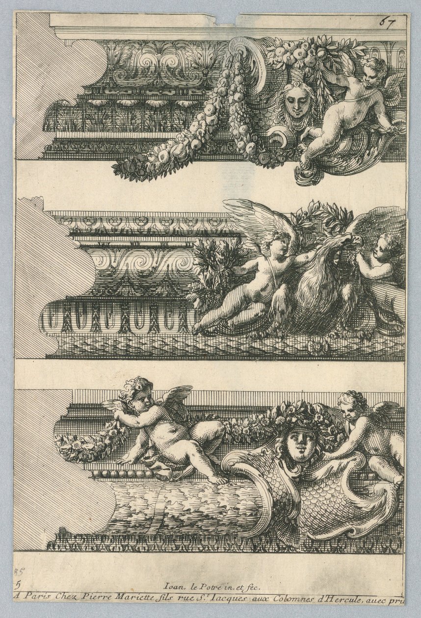 Projekt do malowanych ramek, z "Bordures de Tableau" autorstwa Jean le Pautre