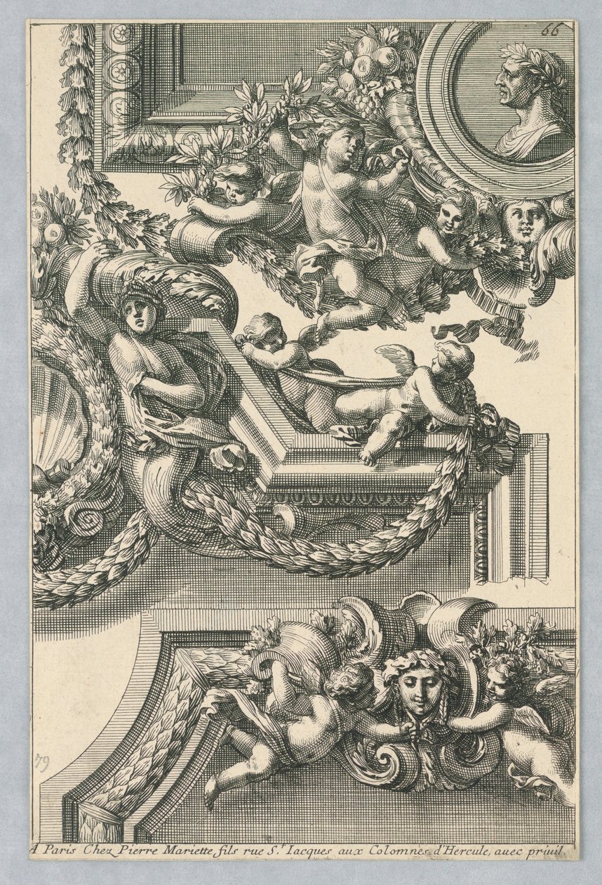 Projekt do malowanych ramek, z "Bordures de Tableau" autorstwa Jean le Pautre