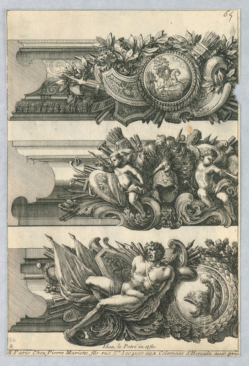 Projekt do malowanych ramek, z "Bordures de Tableau" autorstwa Jean le Pautre