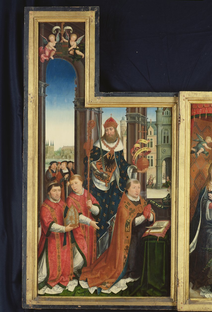 Poliptyk Gloryfikacja Trójcy Świętej, tablica opatów, 1509-15 autorstwa Jean the Elder Bellegambe