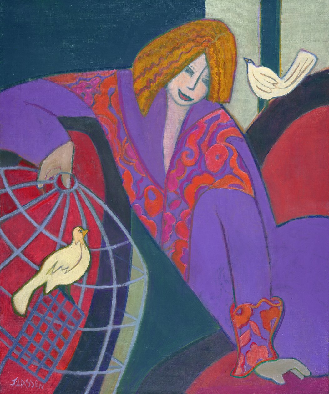 Wolny jak ptak, 2003-04 (akryl na płótnie) autorstwa Jeanette Lassen