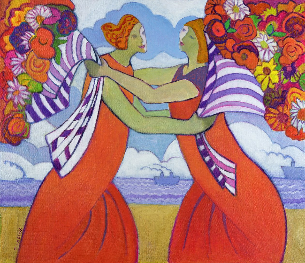 Pozdrowienia, 2003-04 (akryl na płótnie) autorstwa Jeanette Lassen