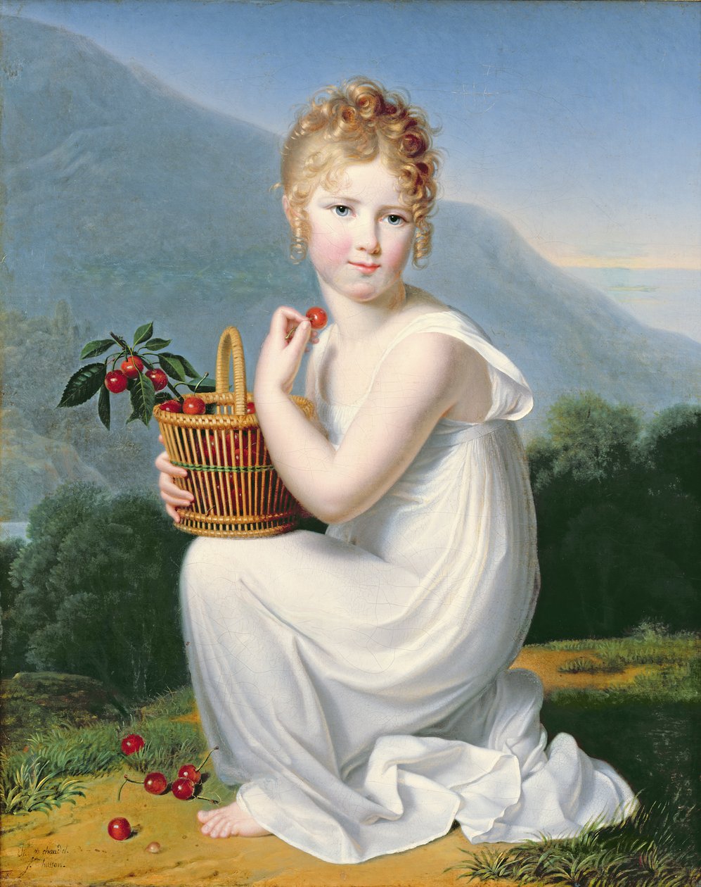Młoda dziewczyna jedząca czereśnie autorstwa Jeanne Elisabeth Chaudet