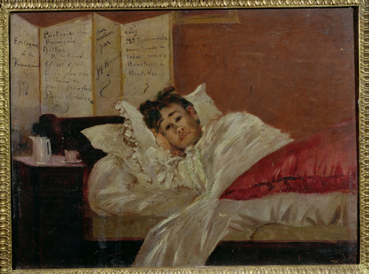 Artur Rimbaud (1854-91) w swoim łóżku w Brukseli autorstwa Jef Rossman