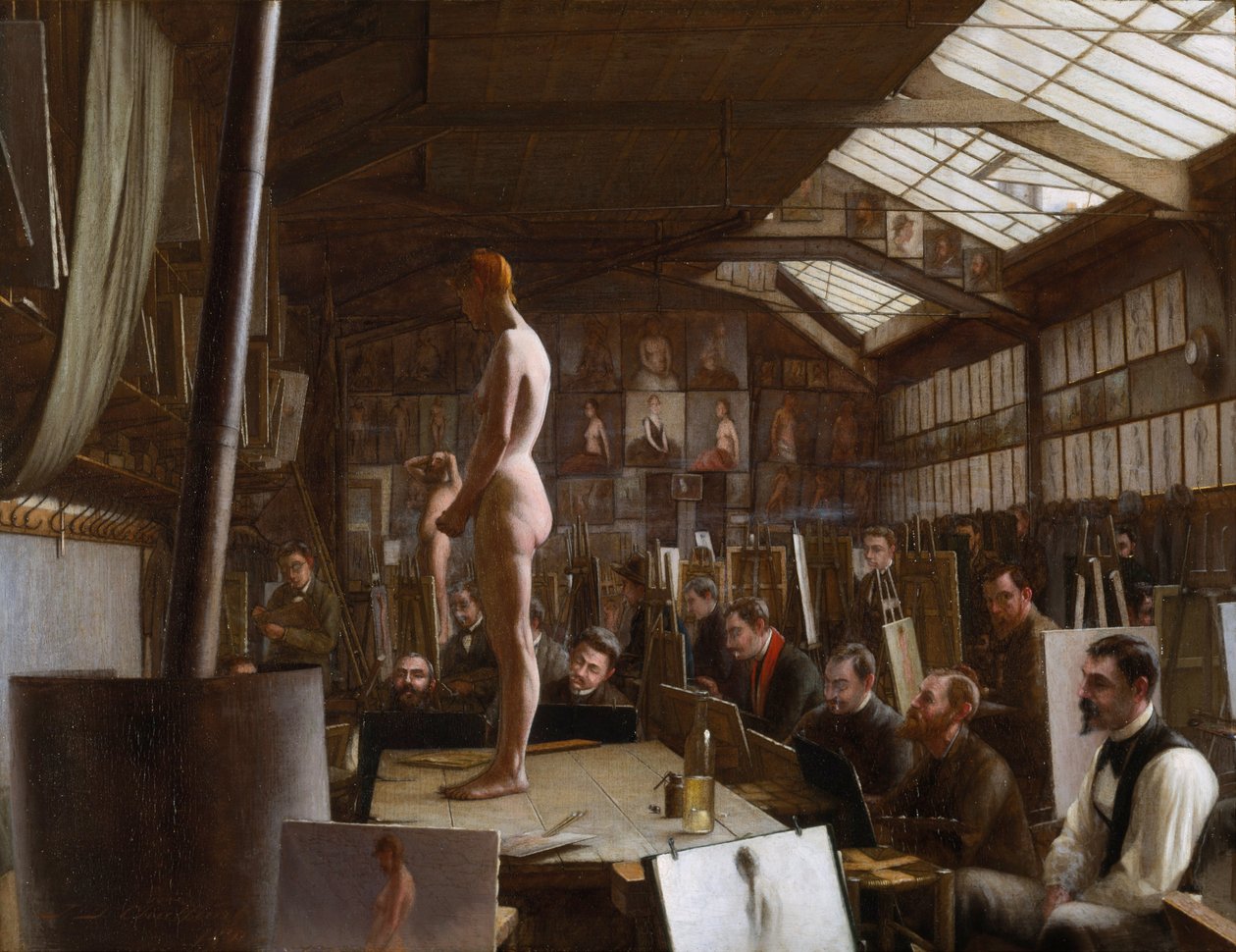 Atelier Bouguereau w Académie Julian, Paryż autorstwa Jefferson David Chalfant