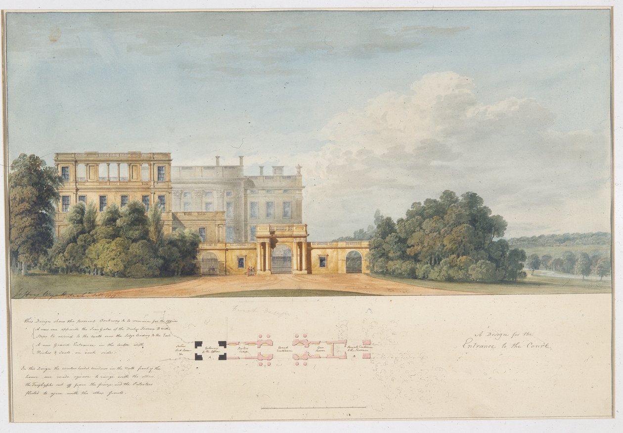 Projekt wejścia do sądu, Chatsworth autorstwa Jeffry Wyatville